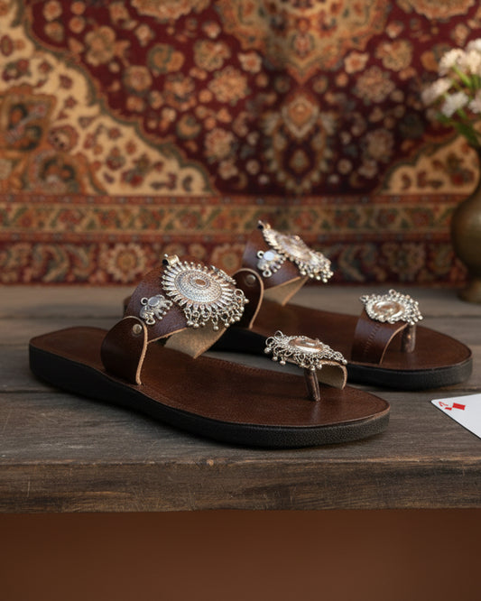 The Royal Crown | Brown Heritage Kolhapuri Chappals