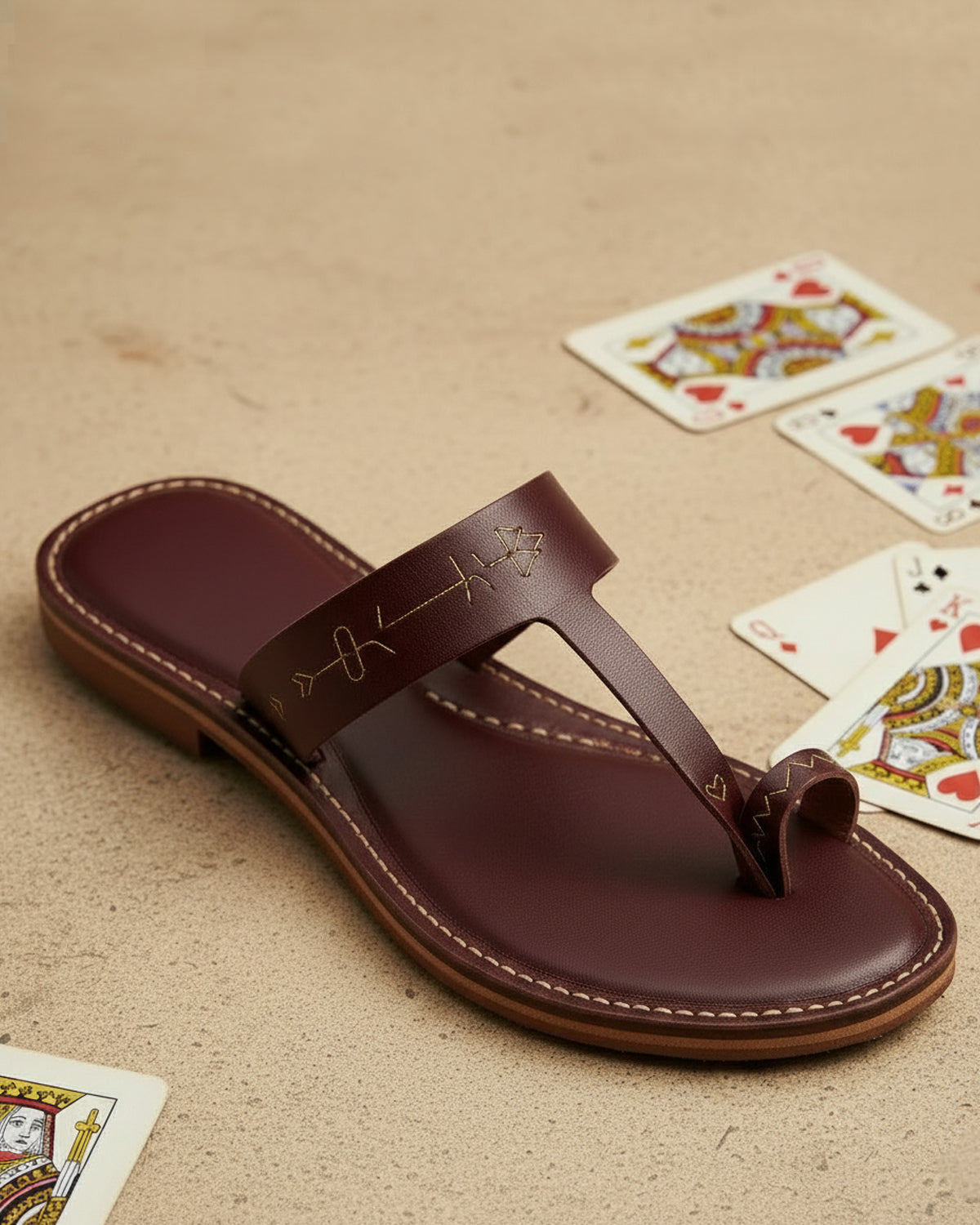 The Queen's Favor | Maroon Kolhapuri Chappals