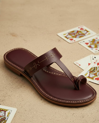 The Queen's Favor | Maroon Kolhapuri Chappals