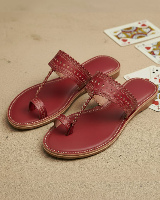The Queen of Hearts | Red Kolhapuri Chappals