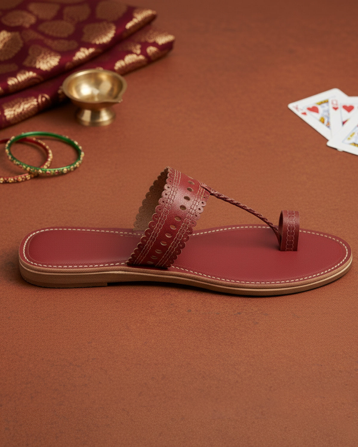 The Queen of Hearts | Red Kolhapuri Chappals