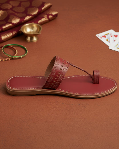 The Queen of Hearts | Red Kolhapuri Chappals